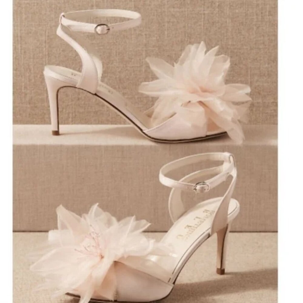 NWT BHLDN Ivory & Blush Something Bleu "Dazzle / Kinship" Sandal Heels, Size 7.5